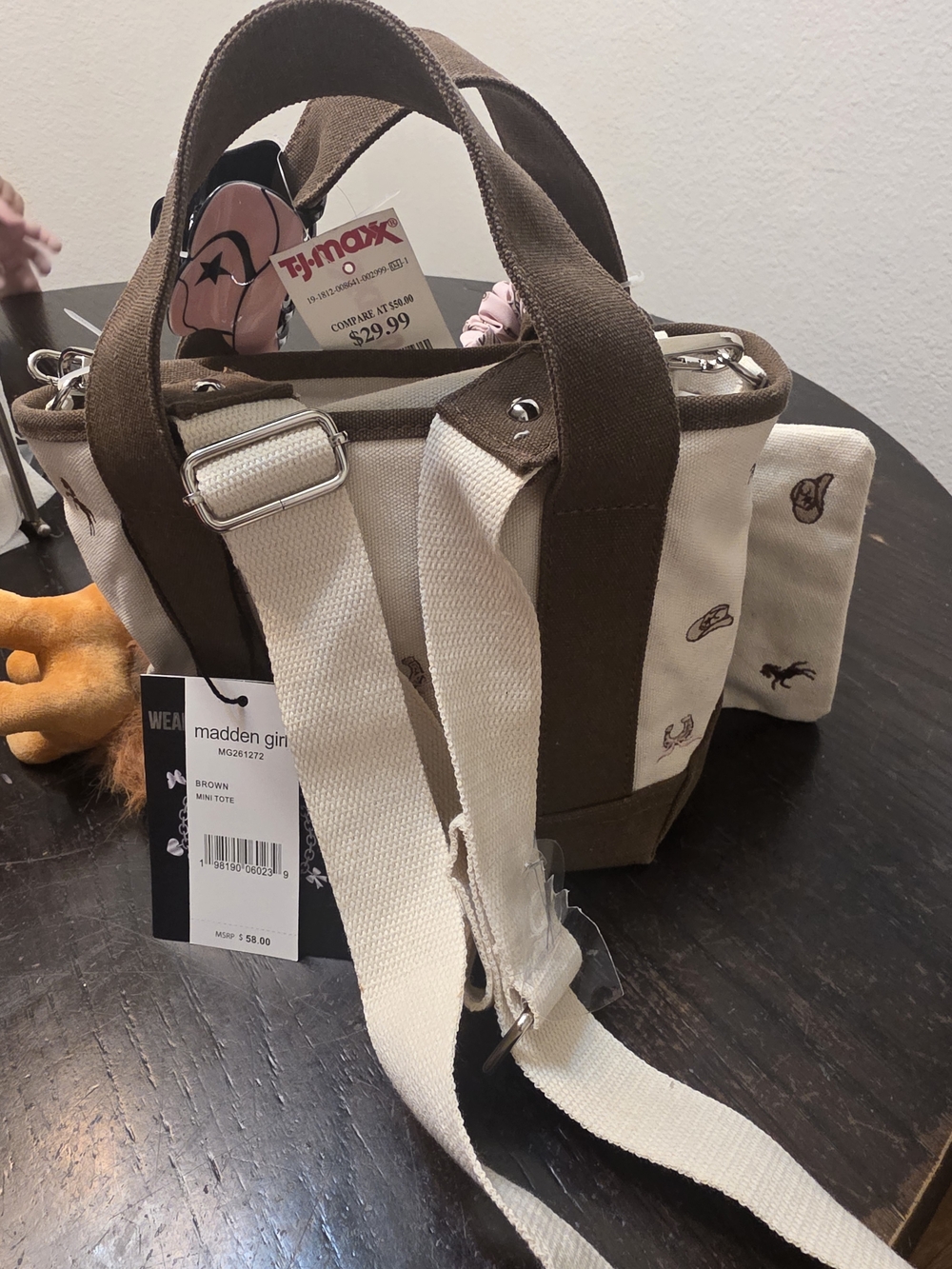 Madden Girl Beige & Pink Western Kids Tote with Pony Charm - Picture 6 of 6